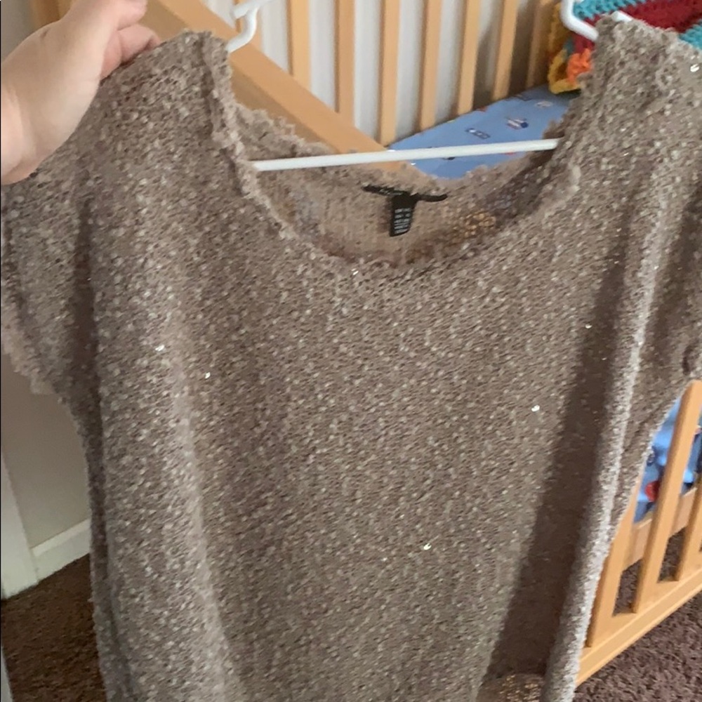 High low knit sequin shirt